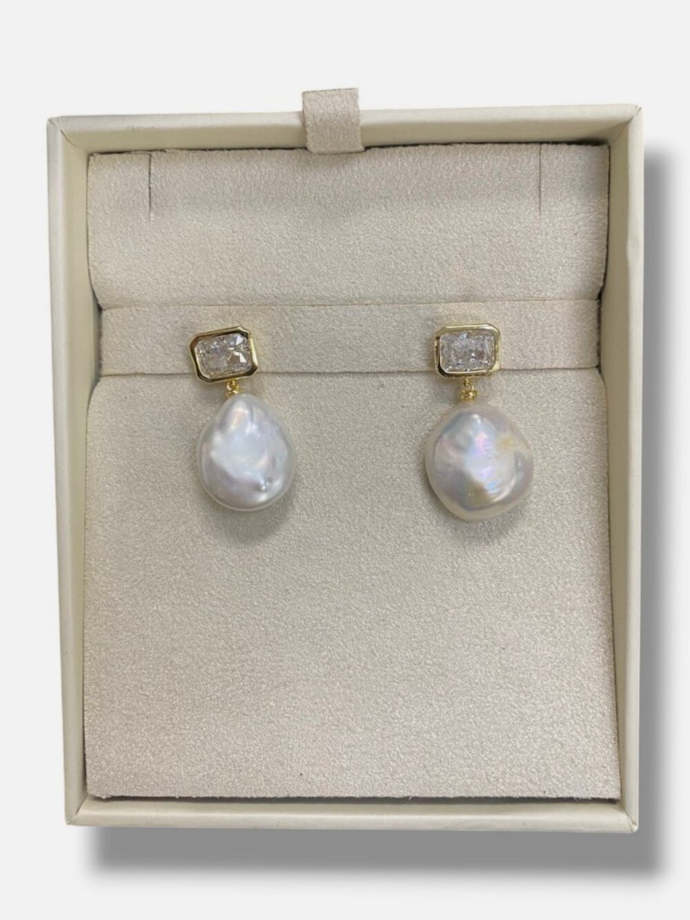 Shashi Women's White Cleo Emerald Baguette Pearl Drop Earrings